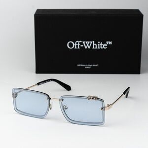 SALE!!! Off-White TAMPA Men Sunglasses Gold Blue Rectangular OERI13N TAMPA 7640